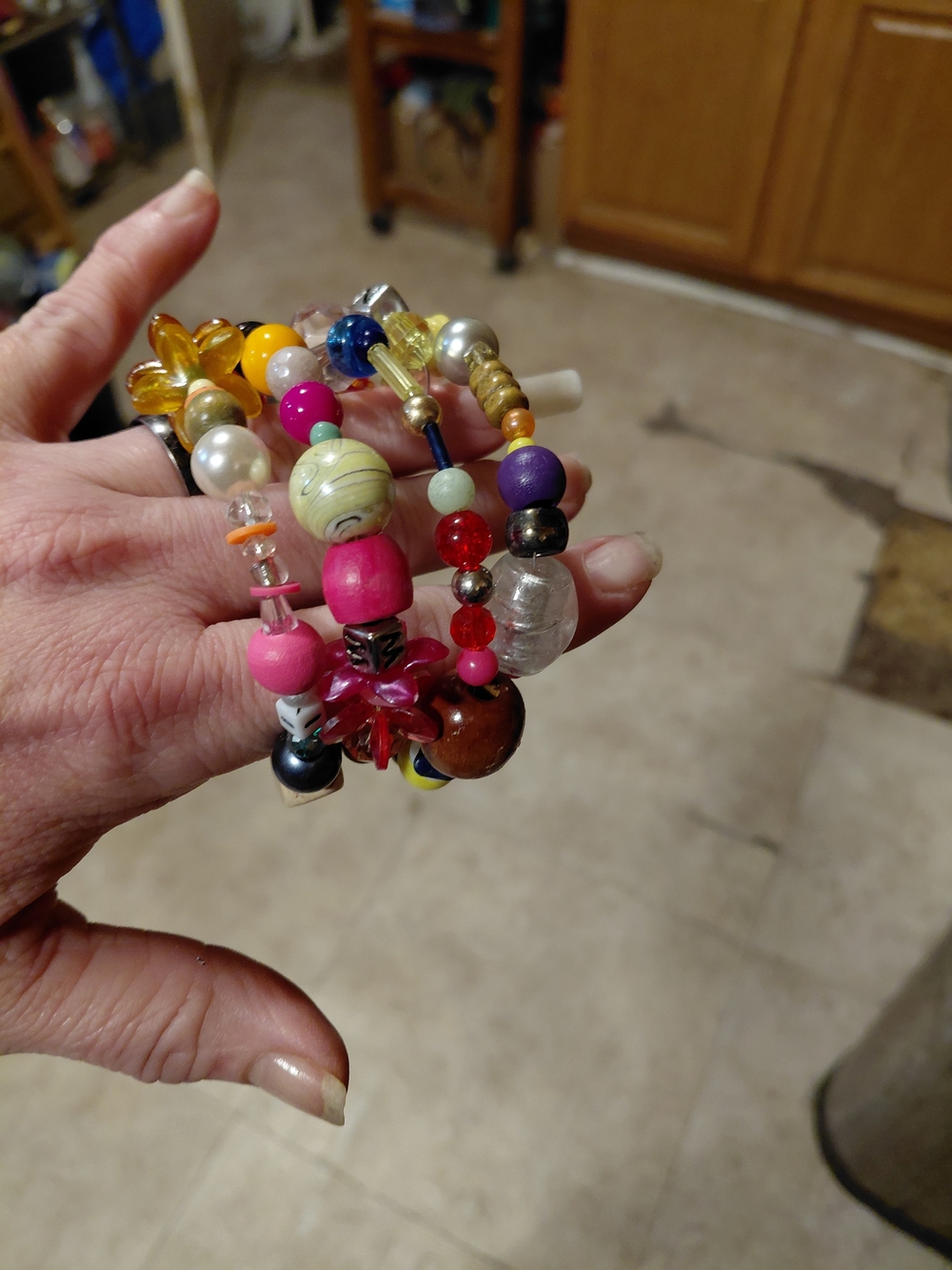 Colorful Multicolor Beaded Coil Bracelet - Women's Fashion